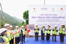 由IOM实施并获得日本政府援助的社区避难所建设项目正式启动。（图片来源：IOM）