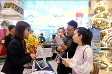 游客查找酒店的信息。（图片来源：越通社）