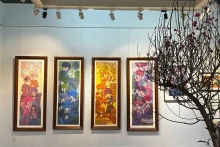 丝绸画的画作。