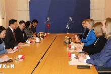 越南政府副总理陈红河同芬兰副总理兼财政部长丽卡·普拉举行会谈。