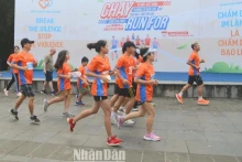 图为：2022年11月27 日，超过 450 人参加“致力于没有针对妇女和儿童暴力的越南”马拉松。（忠兴 摄）