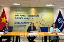 世界银行记者会场景。（图片来源：越通社）