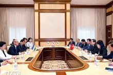 越南国会主席陈青敏会见乌兹别克斯坦人民民主党主席。（图片来源：越通社）