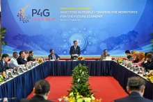 越南教育培训部副部长阮文福主持讨论会。（图片来源：越通社）