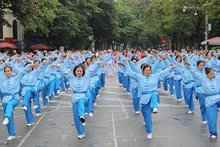 2000多名河内市老年人参加养生操活动。