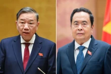 越南国家主席苏林与越南国会主席陈青敏。