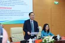 越南国家银行行长陶明秀在座谈会上发表讲话。