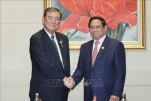 越南政府总理范明正会见日本首相石破茂。（图片来源：越通社）