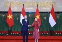 苏林总书记会见印尼人民代表会议议长普安·马哈拉尼。（图片来源：越通社）