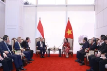 苏林总书记会见印尼人民代表会议议长普安·马哈拉尼。