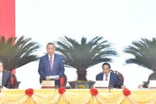 越南国家主席苏林在会上发表讲话。