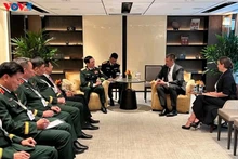 越南国防部部长潘文江大将与“国际战略研究所”（IISS）总干事兼首席执行官巴斯蒂安·吉格里奇博士进行双边会晤。（图片来源：越南之声） 