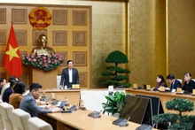 越南政府副总理、物价调控指导委员会主任黎明慨发表讲话。（图片来源：VGP）