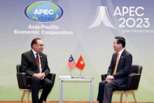 越南国家主席武文赏会见马来西亚总理安瓦尔·易卜拉欣。（图片来源：越通社）