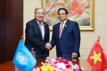 越南政府总理范明正会见联合国秘书长安东尼奥·古特雷斯。（图片来源：越通社）