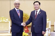 越南国会主席王廷惠会见摩洛哥众议院议长拉希德•塔勒比•阿拉米。（图片来源：越通社）