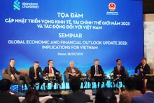 “2023年世界经济金融展望更新及其对越南影响”研讨会场景。