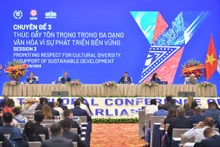 题为“促进尊重文化多样性 实现可持续发展”的第三场专题讨论会场景。（图片来源：国会官网）