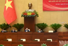 越南国会主席王廷惠、各位国会副主席出席会议。
