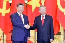 越共中央总书记苏林与中共中央总书记、中国国家主席习近平。