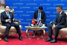 公安部副部长黎国雄中将与泰国司法部长颂萨举行工作会谈。（图片论坛：越通社）