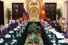 第十三次越俄外交防务安全战略对话场景。