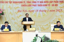 越南政府总理范明正于3月18日上午在政府总部主持召开会议。