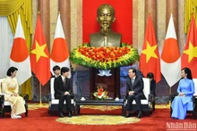 越南国家主席武文赏和夫人会见日本皇嗣秋筱宫文仁亲王和秋筱宫妃纪子。
