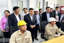 老挝国会高级代表团考察设在永州市乐和风力发电厂。