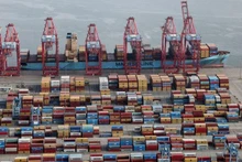 加利福尼亚州长滩货运港口的景色。（图片：路透社）