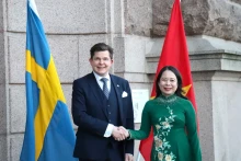 越南国家副主席武氏映春会见瑞典议会议长安德烈亚斯·诺伦。（图片来源：越通社）