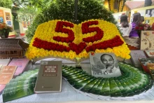 "胡志明主席遗嘱 - 永恒的价值和生命力"国家级展览在主席府的胡志明主席故居开幕。（图片来源：越通社）