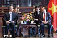 越南国会王廷惠会见中国电力建设集团总经理王斌。（图片来源：越通社）