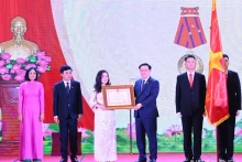 越南国会主席王廷惠向《人民代表报》社授予一级劳动勋章。