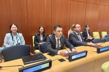 越南常驻联合国代表团团长邓黄江大使在谈论上发表讲话。（图片来源：越通社）