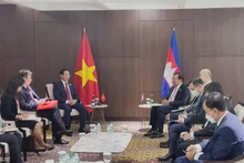 裴青山部长与柬埔寨副首相兼大臣布拉索昆举行会晤。(图片来源:国际报)
