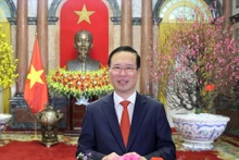 越南国家主席武文赏发表二〇二四甲辰年新年贺词。图片来源: 越通社