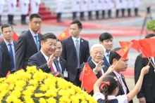 阮富仲总书记2017年11月欢迎习近平同志访越。