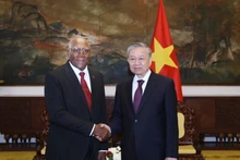 越共中央总书记苏林会见古巴国家副主席萨尔瓦多。（图片来源：越通社）