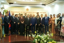 越南及各国驻文莱大使合影。（图片来源：越通社）