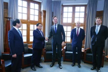 越南政府总理范明正与荷兰首相马克·吕特握手。（图片来源：VGP）