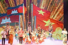 越柬建交55周年纪念大典的文艺节目。