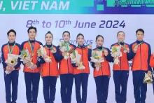 越南代表团在第九届亚洲健美操锦标赛排行榜上排名第一 。