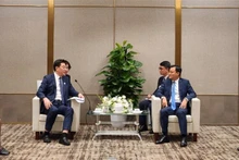 胡志明市人民委员会副主席裴春强会见中国江苏省政府副秘书长崔巍。
