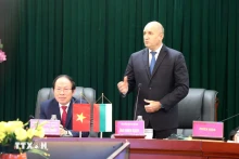 保加利亚总统鲁门·拉德夫发表讲话。