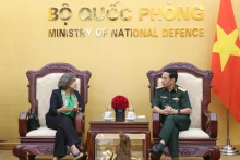 国防部长潘文江大将会见西班牙王国驻越南特命全权大使卡门·卡诺·德拉萨拉。（图片来源：越通社）
