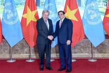 于2022年10月对越南进行正式访问期间越南总理范明正与联合国秘书长安东尼奥·古特雷斯。