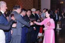 胡志明市领导人会见外国机构代表。（图片来源：越通社）