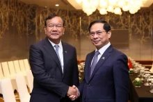 越南政府副总理兼外交部长裴青山会见柬埔寨副总理兼外交与国际合作部大臣布拉索昆。