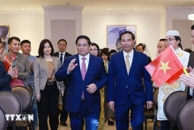 政府总理范明正与旅居卡塔尔越南大使馆工作人员和旅卡越南人代表会面。